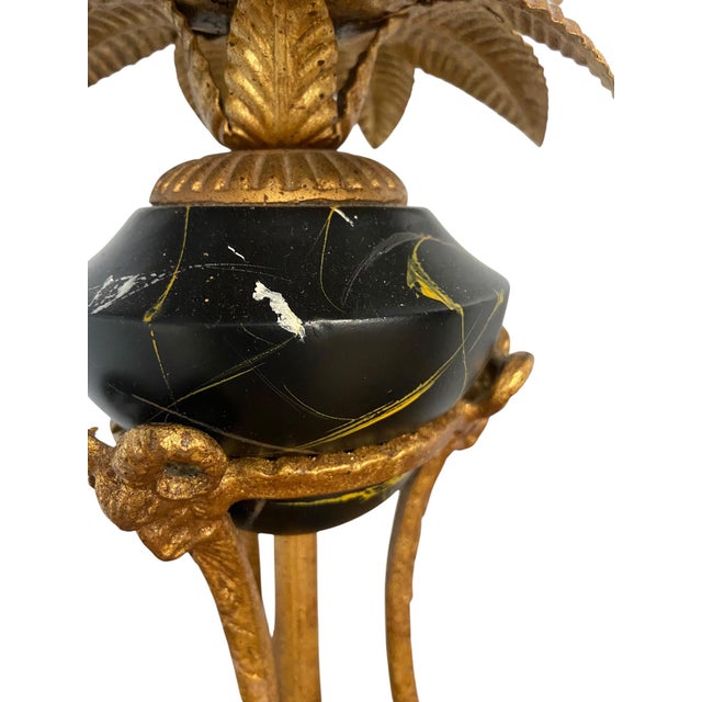 Black 1980s Hollywood Regency Frederick Cooper Faux Portoro Marble & Brass Palm Buffet Lamps - a Pair For Sale - Image 8 of 13