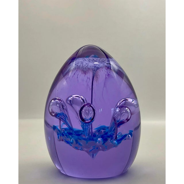 Purple & Blue Art Glass Paperweight For Sale - Image 4 of 10