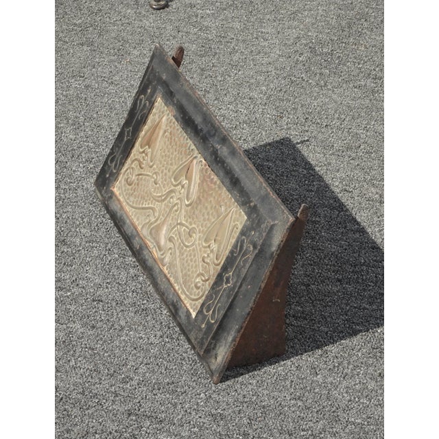 1930s Vintage Art Nouveau Metal Fireplace Grill Grate ~ Black Wall Ceiling Vent For Sale - Image 5 of 13