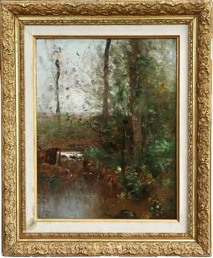 The Stream Oil Painting, Louis Aimé Japy 1840–1916 Listed French Artist