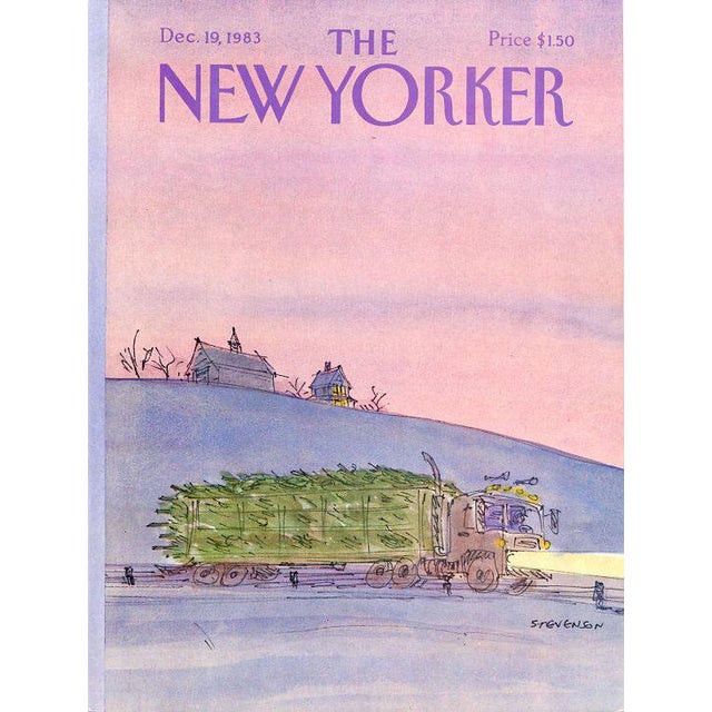 Original vintage New Yorker magazine cover dated December 19, 1983 featuring a Christmas theme. Based on an illustration...