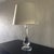 2020s Simon Pearce Pomfret Crystal Lamp With White Linen Shade French Cord For Sale - Image 5 of 8