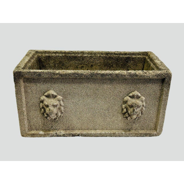 Gray Mid 20th Century Concrete Lion Head Planters - Set of 2 For Sale - Image 8 of 10