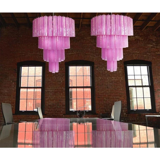 Italian vintage chandelier in Murano glass and nickel-plated metal structure on 4 levels. The armor polished nickel...