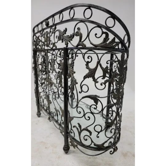 Mid-Century Modern Vintage Wrought Forged Iron Oval Glass Top Console Table For Sale - Image 3 of 7