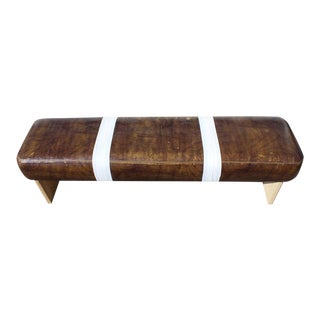 1970s Vintage Brown Leather Gymnastics Pommel Horse Bench For Sale