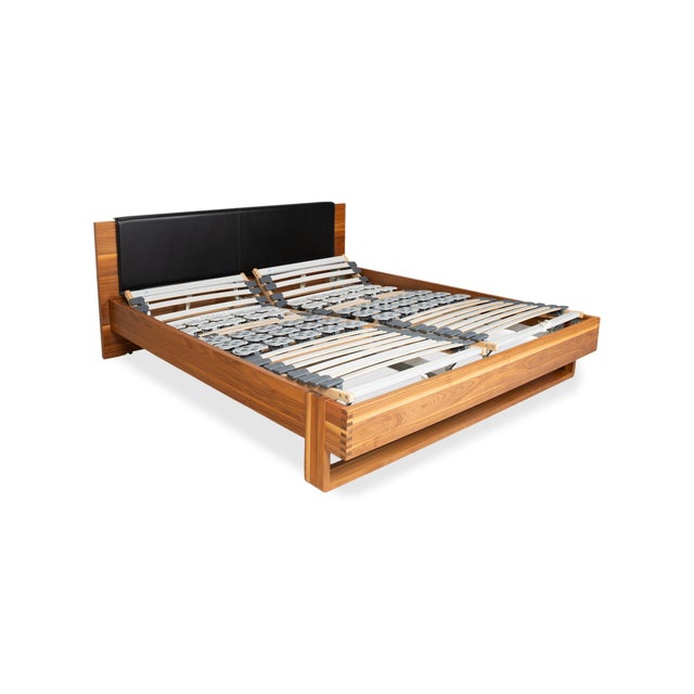 Wood Leather Bed Frame in Brown Black with Manual Function by Hülsta For Sale - Image 5 of 18