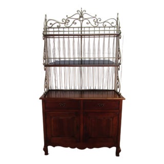 1990s Hickory Chair Solid Cherry Sideboard With Wrought Iron Top For Sale