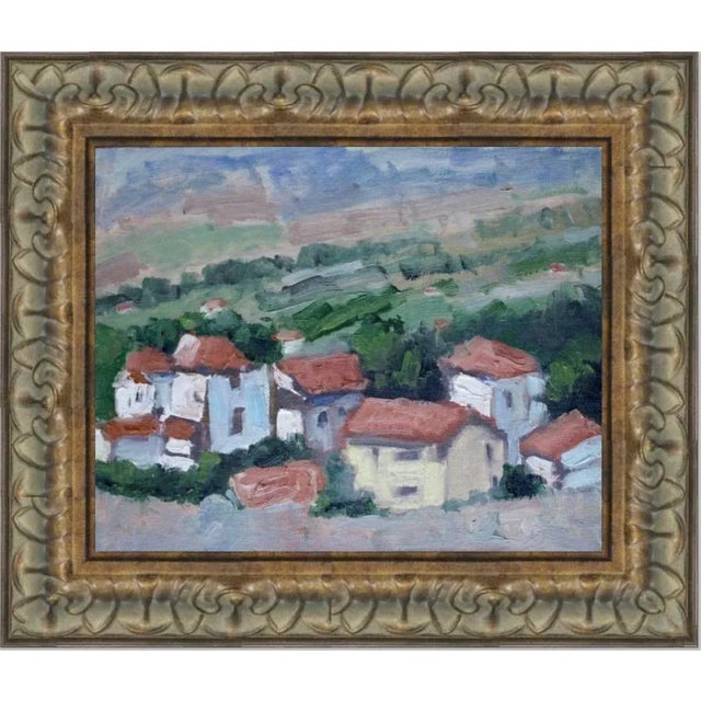 Textile "Italy, Red Roof Tops" Contemporary Impressionist Style Landscape Oil Painting For Sale - Image 7 of 12