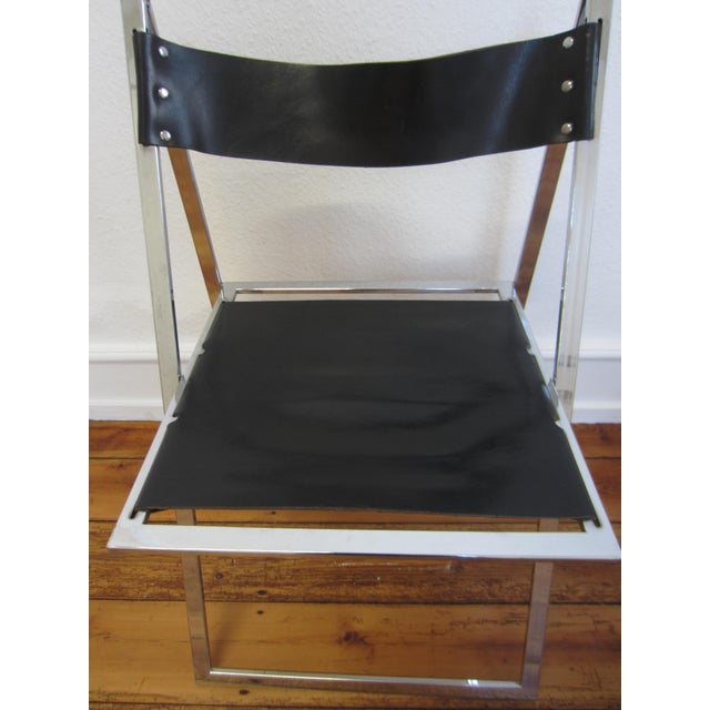 Vintage Folding Chairs in Chrome-Plating with Leather from Lübke, 1970s, Set of 2 For Sale - Image 4 of 8