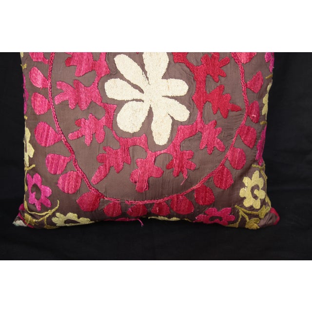 Contemporary Needle Work Suzani Pillow Cover For Sale - Image 9 of 10
