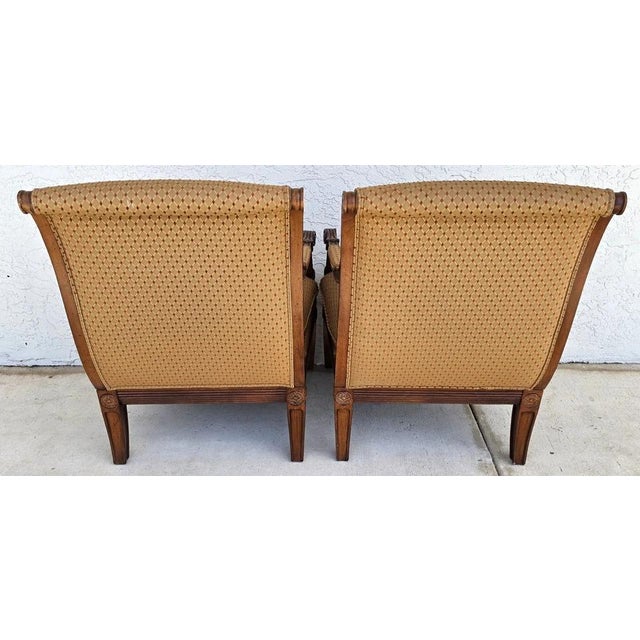Ethan Allen Ethan Allen Regency Style Bergere Lounge Armchairs Pair For Sale - Image 4 of 18