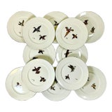 1950s Vintage Americana Adirondack Arts & Crafts Fowl Game Birds Dinner Plates - Set of 12, Lynn Bogue Hunt For Sale