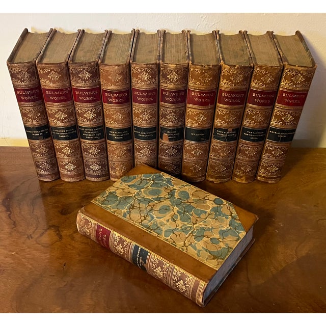 English Antique 19th Century Leather Bindings - Books by Sir Edward Bulwer Lytton - 11 Volumes For Sale - Image 3 of 11