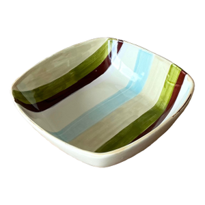 Vintage Boho Italian Vietri Glazed Ceramic Serving Bowl
