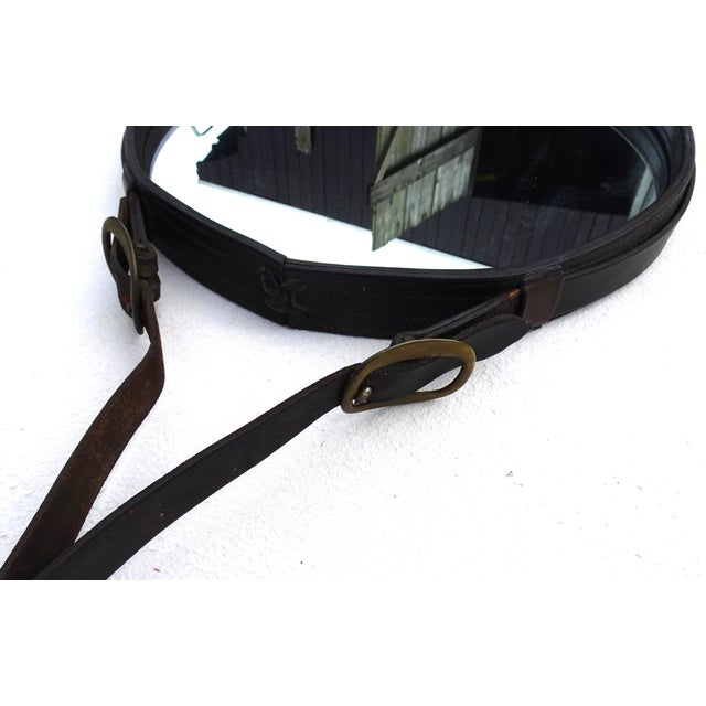 Large Sadderly Leather Round Mirror by Jacques Adnet, 1940s For Sale - Image 17 of 18