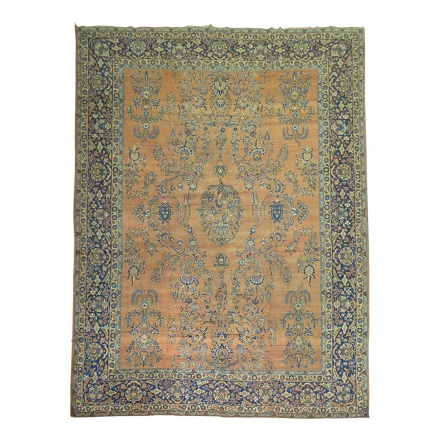 Zabihi Collection Oversize Antique Persian Yazd Carpet - 10'8" x 15' For Sale
