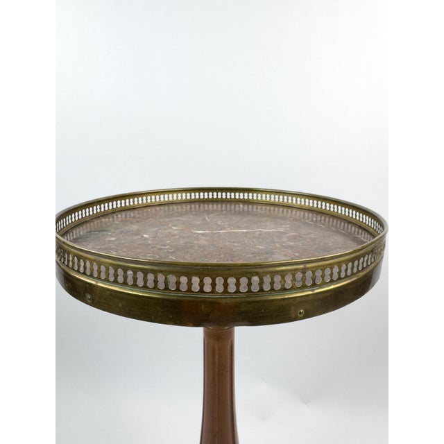 Wood French Vintage Gueridon Side Table With Marble Top For Sale - Image 7 of 11