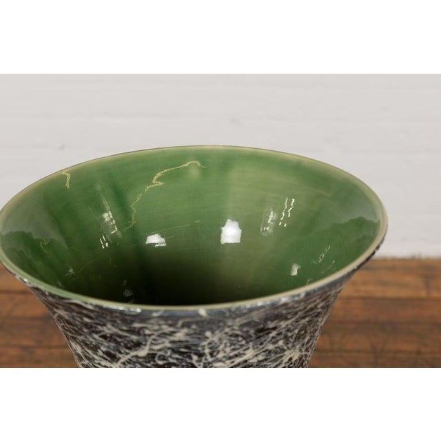Tall Prem Collection Artisan Made Black & White Vase with Dripping Décor For Sale - Image 10 of 12