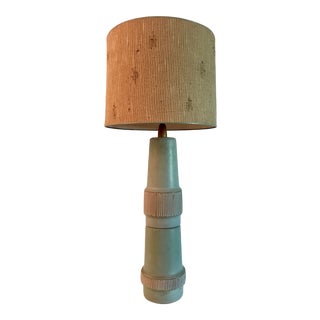 Tall Green Stoneware Marshall Studios Martz Lamp with Shade For Sale