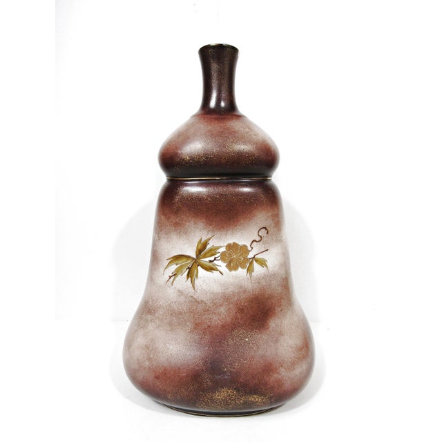 Vintage Hand-Painted Moriage Style Gourd Vase With Raised Floral Detail For Sale - Image 11 of 14