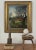 Vintage Folk Art Pastoral Tropical Landscape with Two Figures, Sheep, and Parrots, Signed (1950, Oil on Board). Tropical...