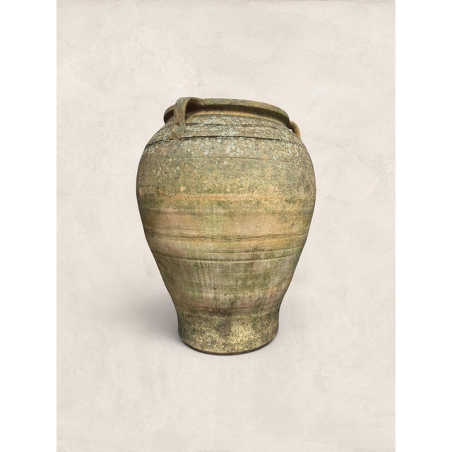 Late 19th Century X Large (32" H) Pair of Antique Greek Terracotta Olive Jars With Weathered Patina For Sale In Tampa - Image 6 of 14