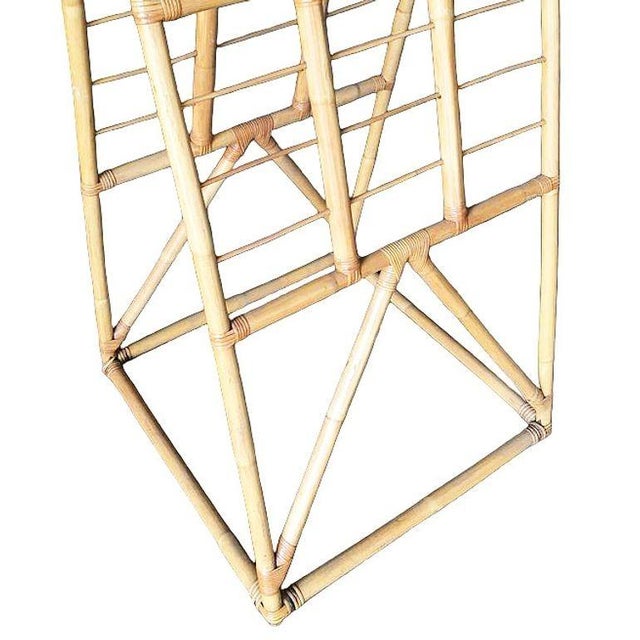 Restored 1938 Art Deco Arched Rattan & Wicker Fabric Display Rack For Sale - Image 10 of 10