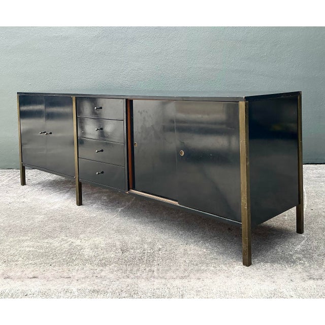 Vintage MCM Sliding Door Credenza After Paul McCobb For Sale In West Palm - Image 6 of 12