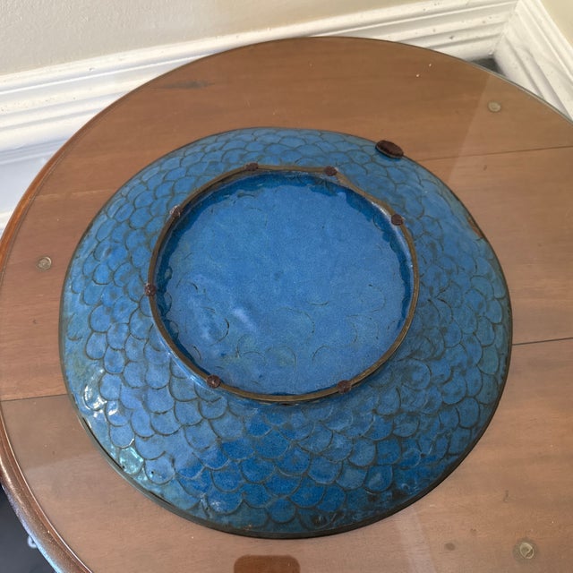 Red 19th Century Meji Period Large Cloisonne Enamel Phoenix Plate For Sale - Image 8 of 12