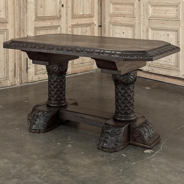 19th Century French Gothic Revival Library Table For Sale - Image 4 of 18