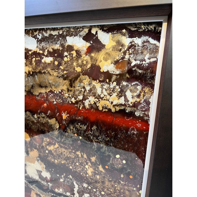 1990s Art Work Behind Glass With a Wood Frame For Sale - Image 5 of 10