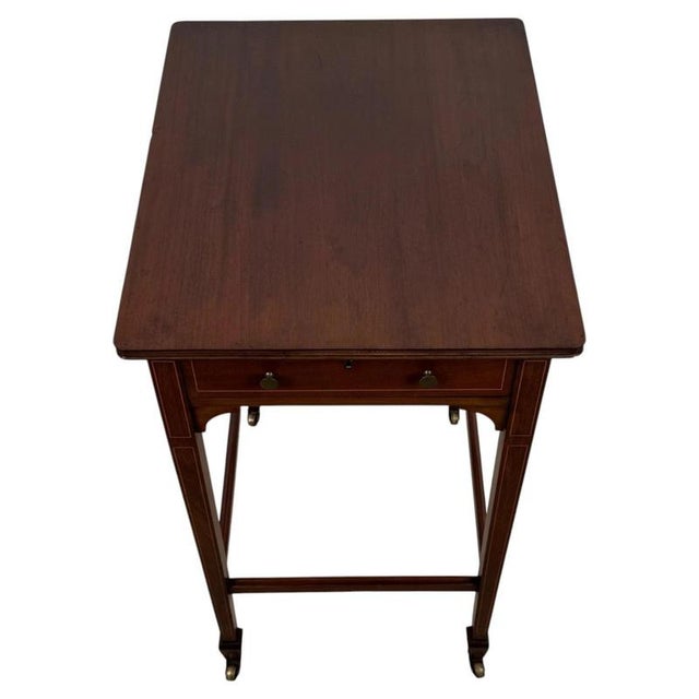 19th Century English Mahogany Side Table with Satinwood Inlay For Sale - Image 4 of 13