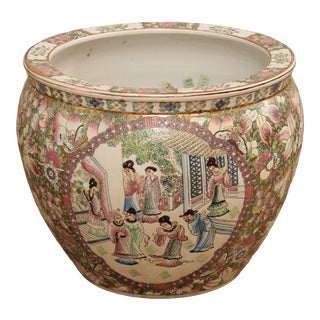 Chinese Famille Rose Vintage Fish Bowl Planter For Sale