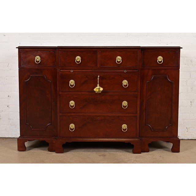 Beacon Hill Collection Chippendale Flame Mahogany Breakfront Sideboard or Bar Cabinet, Circa 1940s For Sale - Image 13 of 13