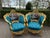 1900s French Louis XVI Blue/Green Velvet Beech Sofa Set 5pc For Sale - Image 9 of 18