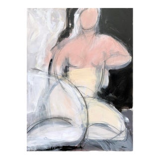 Woman Seated in Pink Painting Acrylic on Canvas For Sale