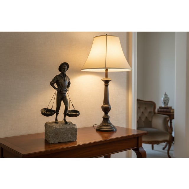 1960s "El Cenachero" – Authentic Signed Bronze Sculpture by Jaime Pimentel For Sale - Image 12 of 12