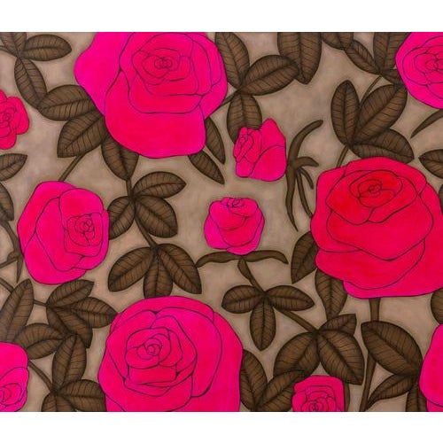 Contemporary Zane Luse, Pink Roses, Oil on Canvas, 2000 For Sale - Image 3 of 4