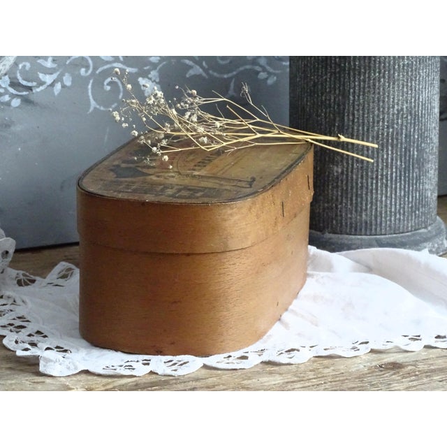 Brown Early 20th Century Antique French Wood Advertising Tine Box For Sale - Image 8 of 10