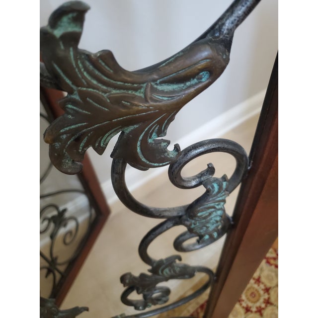 Wood 2000s Fleur De Lis Wrought Iron and Walnut Room Divider For Sale - Image 7 of 7