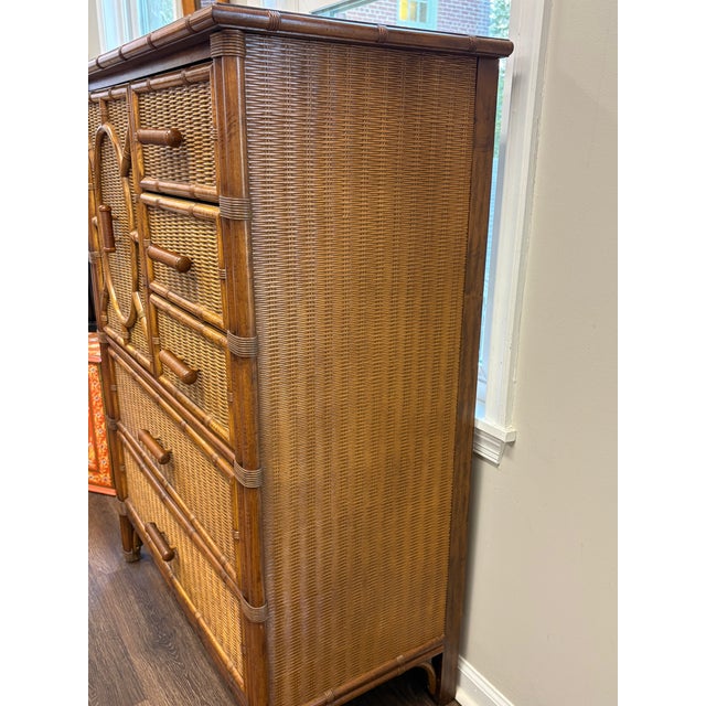 Mid-Century Modern Mid 20th Century Henry Link Faux Bamboo Gentelmen's Chest For Sale - Image 3 of 14