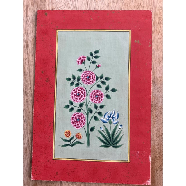 Vintage Indian Mughal Art Flower Painting For Sale - Image 10 of 12