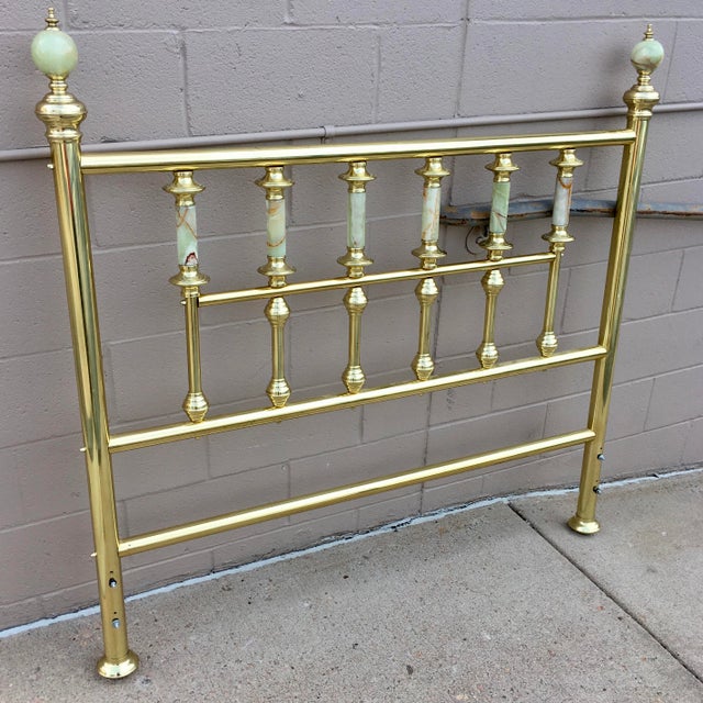 Traditional Brass Double Headboard With Onyx Spires Spheres Chairish