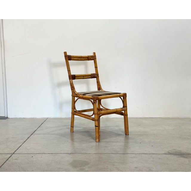 Round Bamboo Table and Chairs, 1970s, Set of 5 For Sale - Image 6 of 17