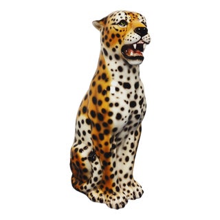 Leopard Statue in Ceramic by Ceramiche Boxer For Sale