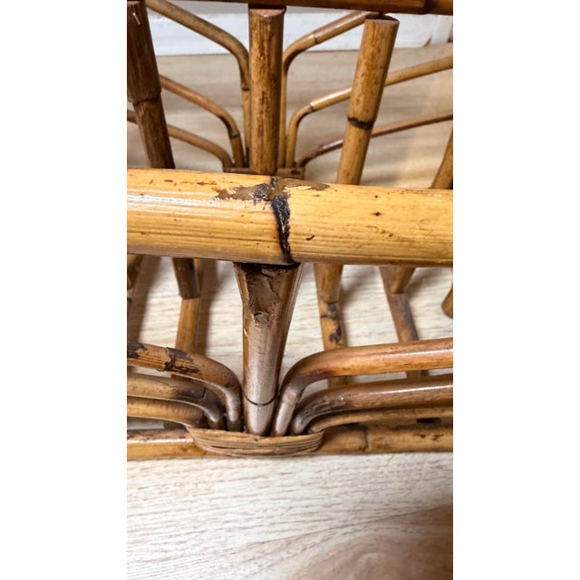 Vintage MCM Burnt Bamboo Magazine Rack Twin Compartment Boho Tiki Accent Stand Add a touch of authentic mid-century boho...