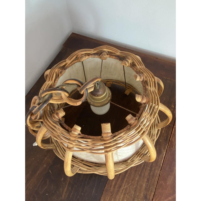 Boho Chic Bamboo and Rattan Pendant Light by Louis Sognot, 1960s For Sale - Image 3 of 18