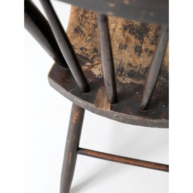 Antique Floral Painted Plank Seat Chair For Sale - Image 11 of 12