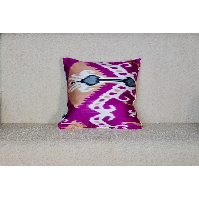 Pink Boukhara Ikat Pillow For Sale - Image 4 of 4